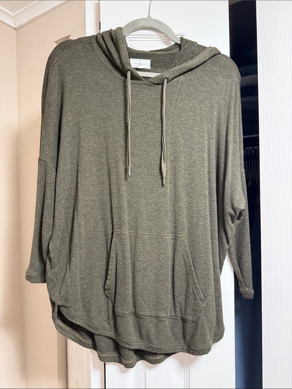 Lou & Grey Olive Green Lightweight Hoodie Sweatshirt